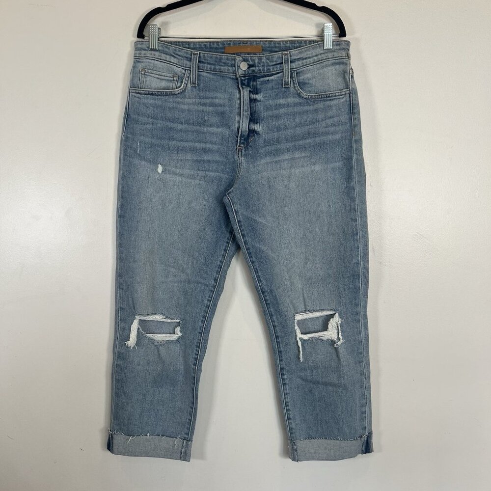 Joe's NWT Solasta The Niki Petite Boyfriend Cropped Raw Edge Distressed 31 x 25